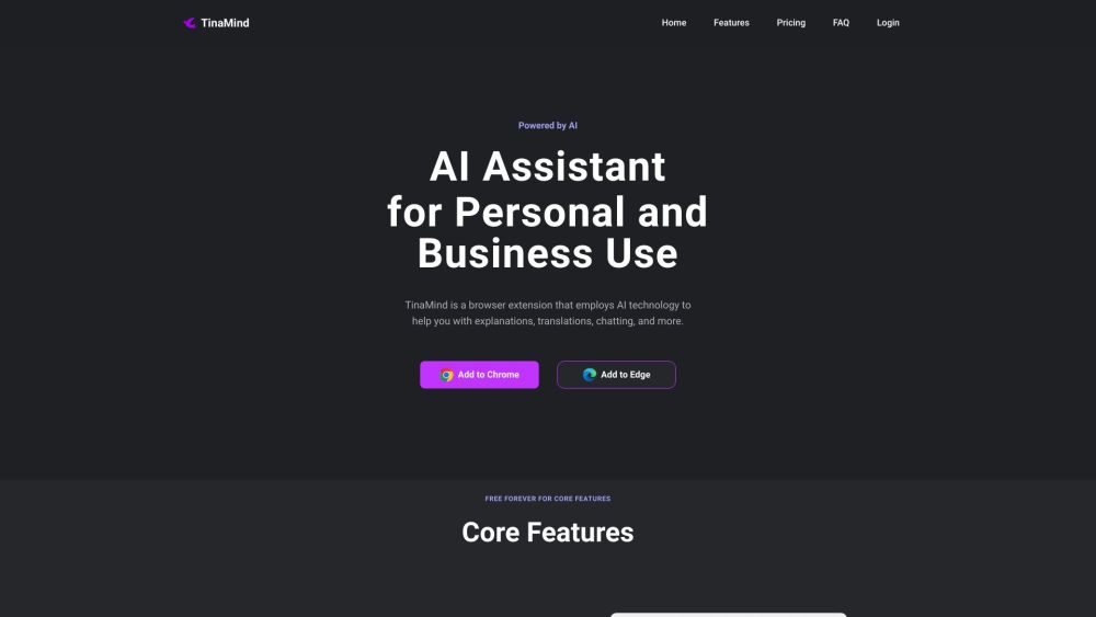 Tinamind website screenshot