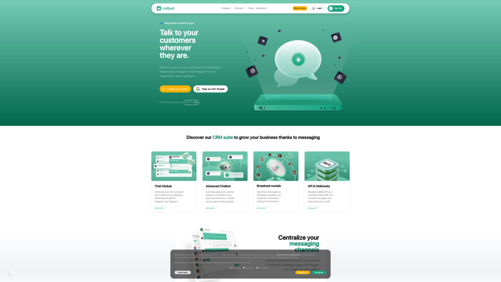 Callbell website screenshot