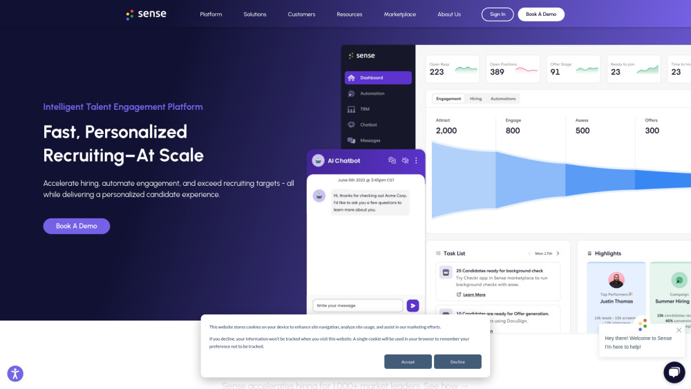 Sensehq Com website screenshot