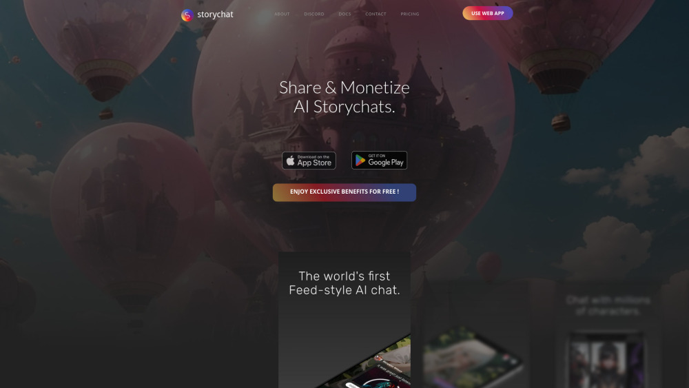 Storychat App website screenshot