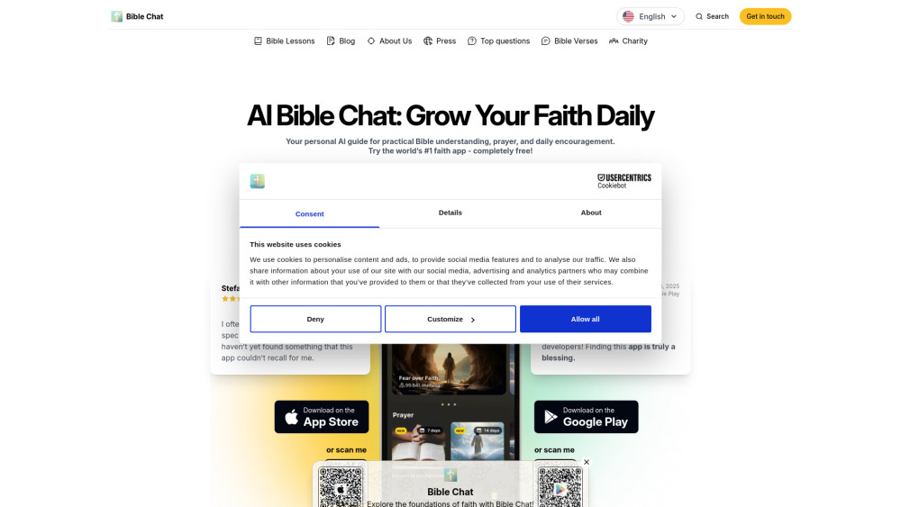 Bible Chat website screenshot