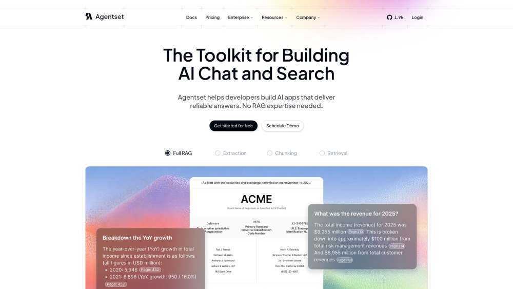 Agentset website screenshot