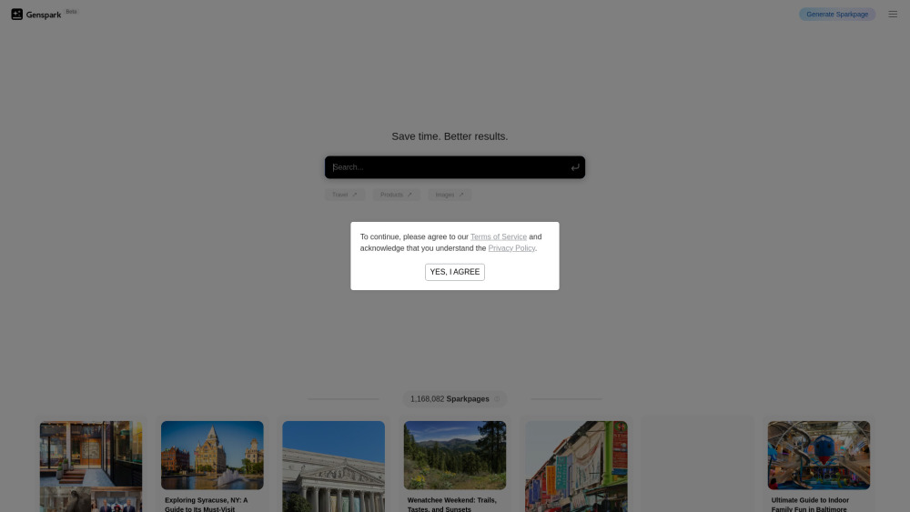 Genspark Ai website screenshot