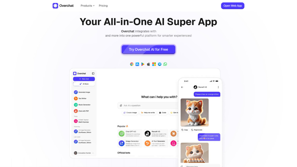 Overchat website screenshot