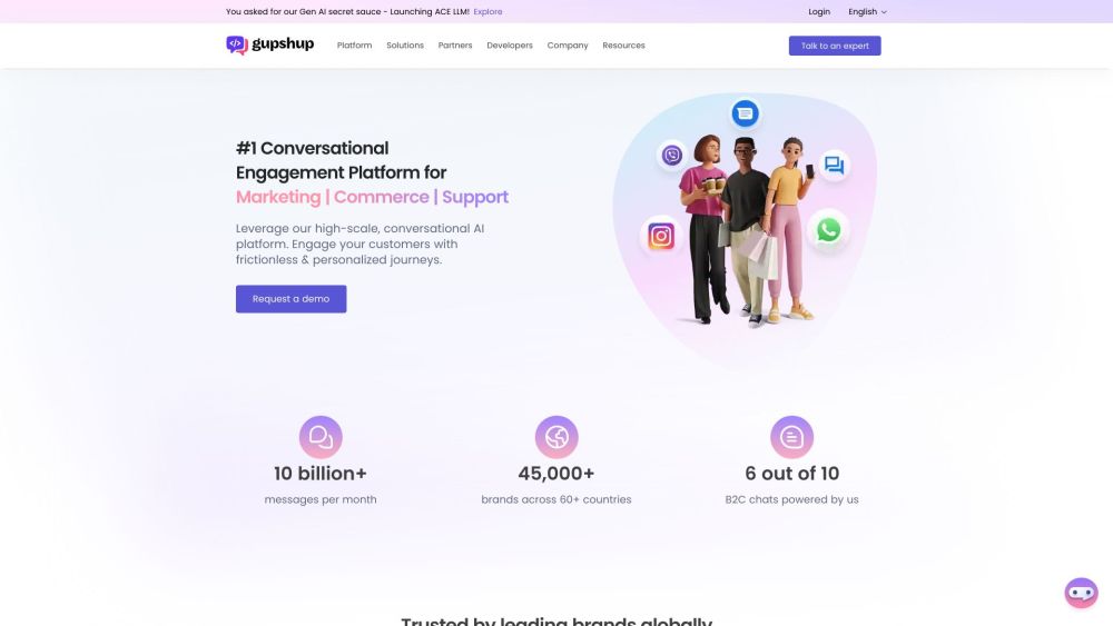 Gupshup Io website screenshot