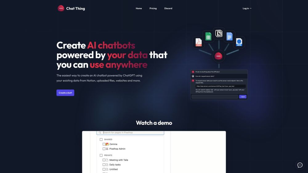 Chat Thing website screenshot