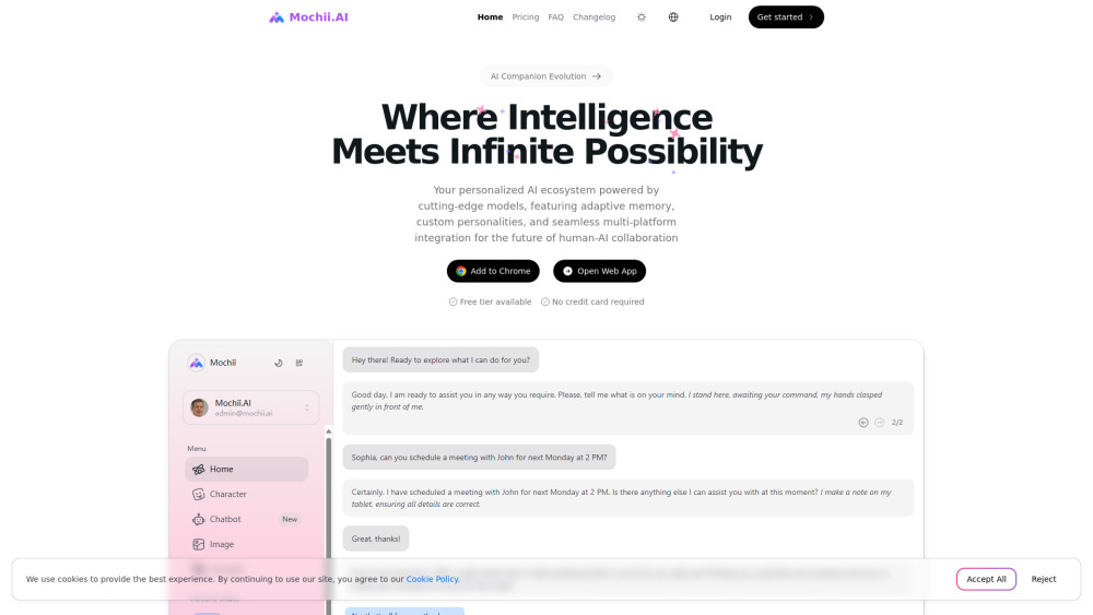 Mochii website screenshot