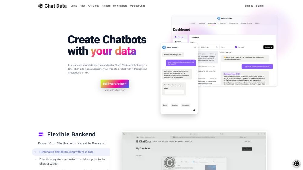 Chat Data website screenshot