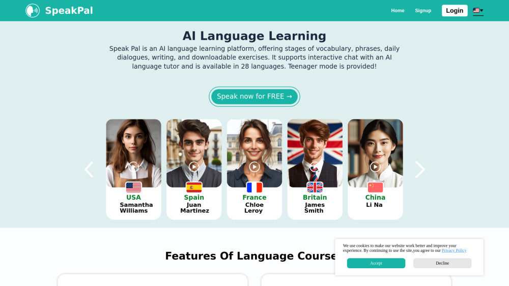 Speakpal website screenshot