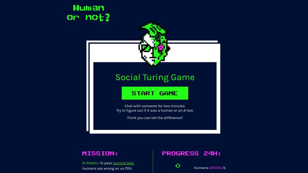 Human Or Not A Social Turing Game website screenshot