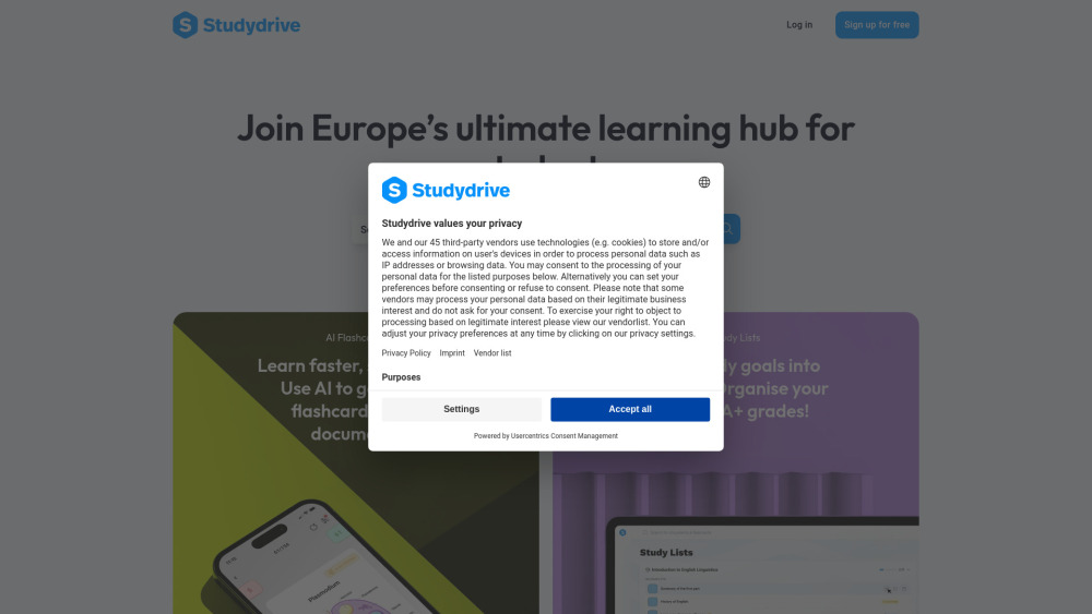 Studydrive website screenshot