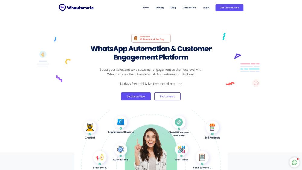 Whautomate website screenshot