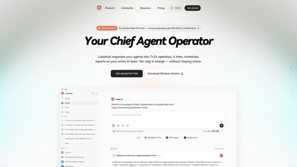 Lobehub website screenshot