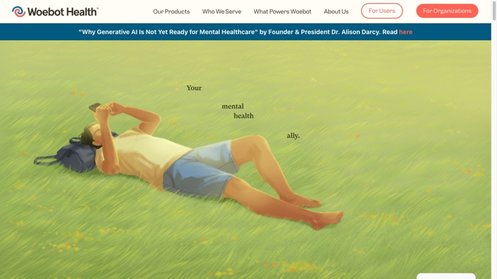 Woebot Health website screenshot