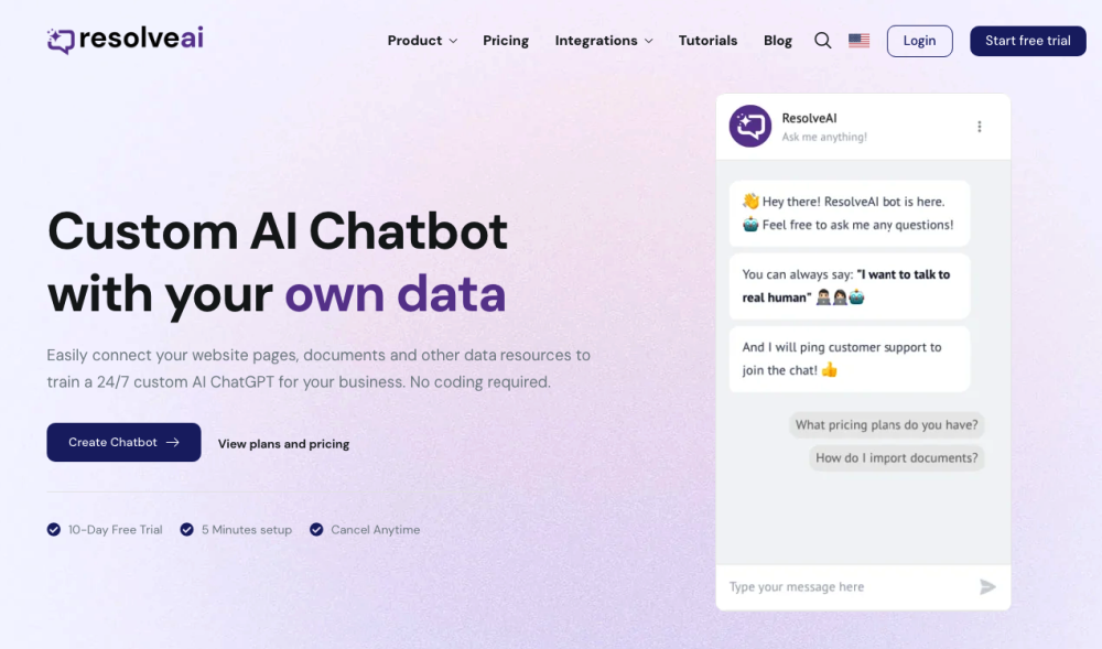 Resolveai website screenshot