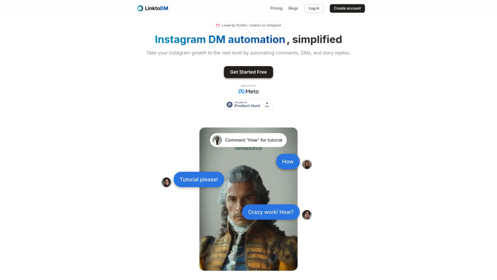Linktodm website screenshot
