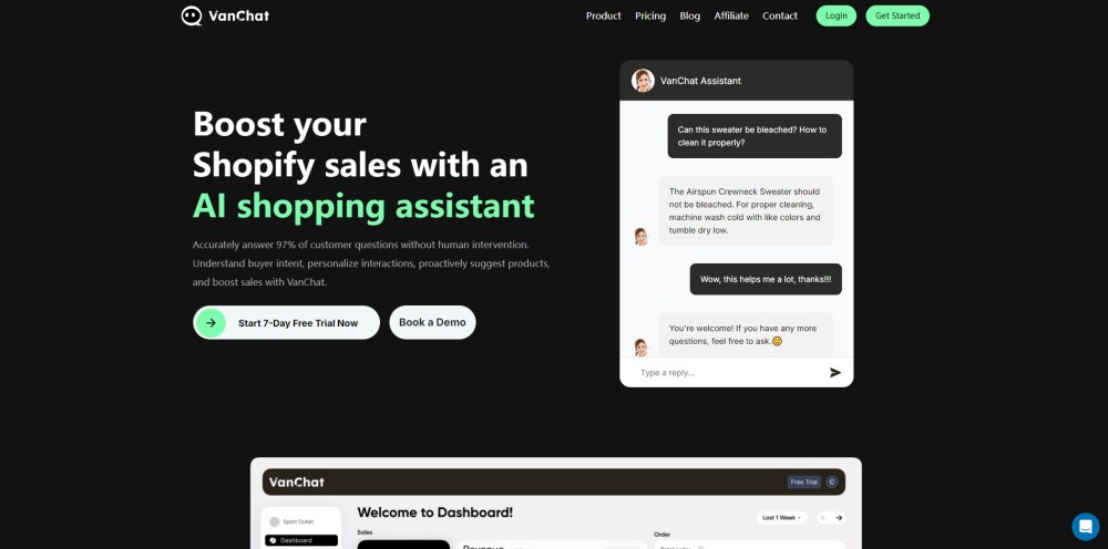 Vanchat website screenshot