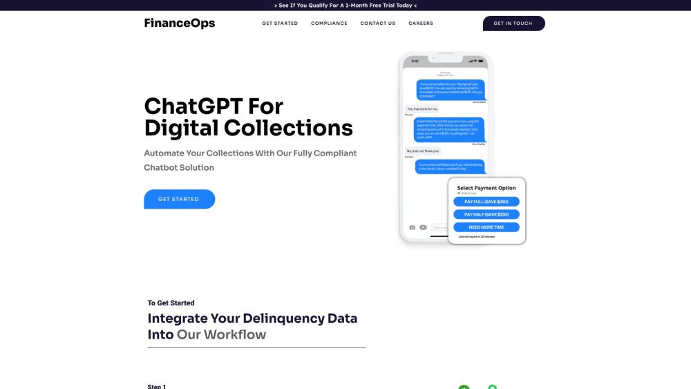 FinanceOps website screenshot