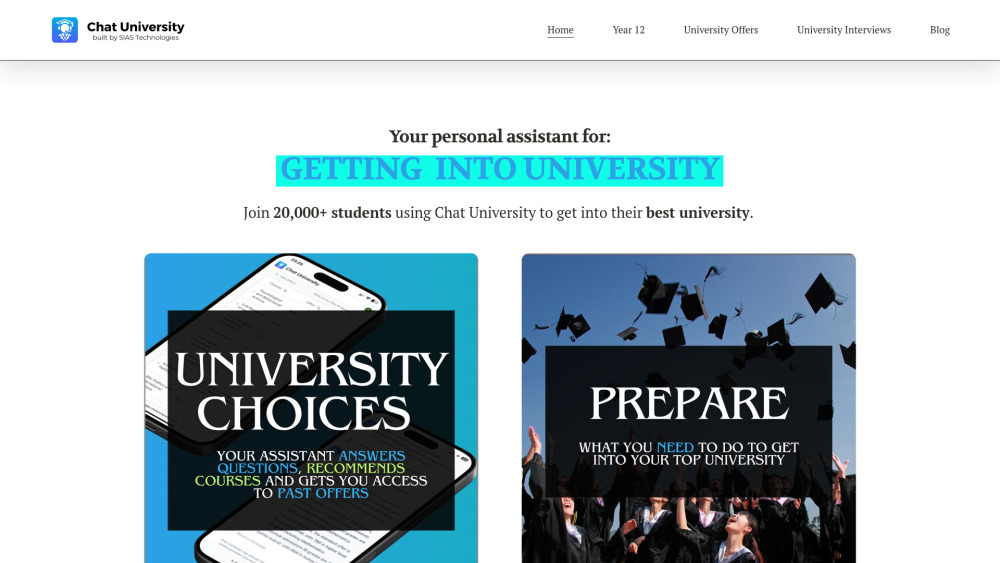 Chat University V1 website screenshot