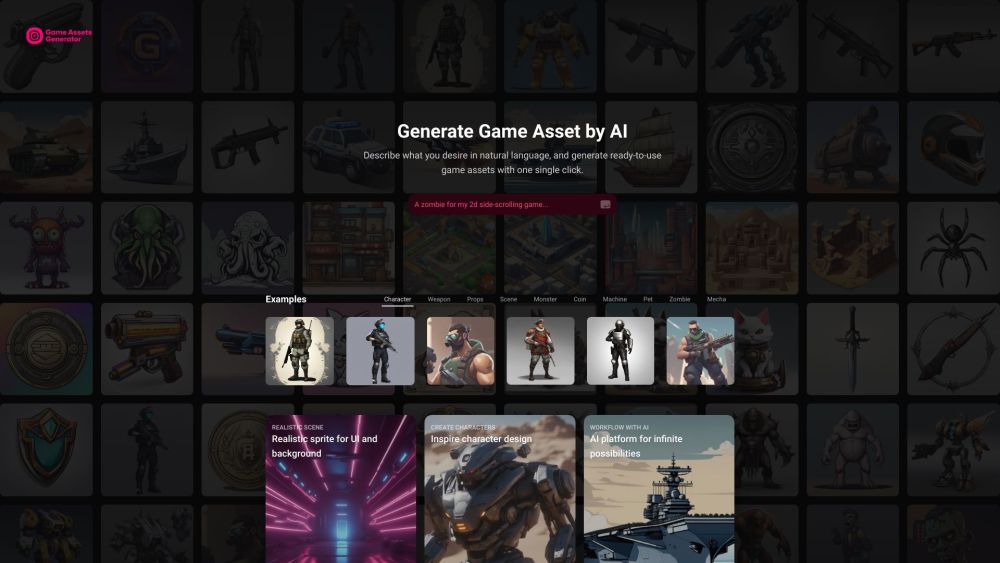 Game Assets Generator website screenshot