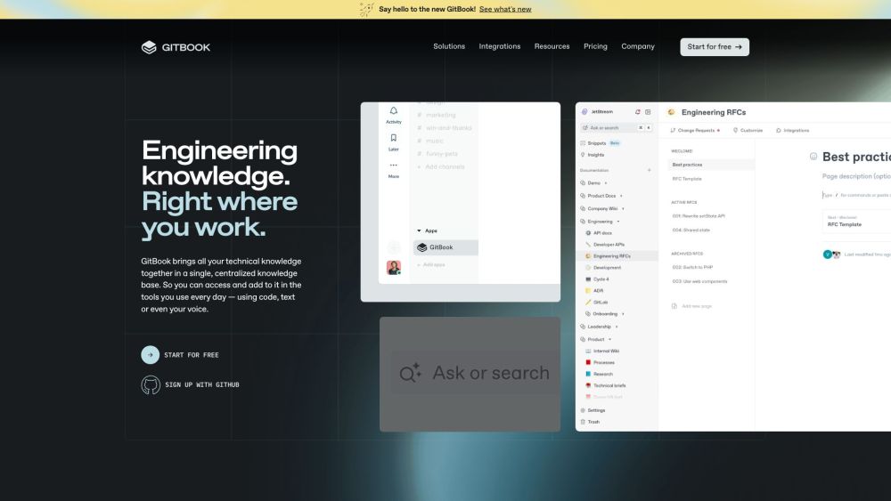 The New Gitbook website screenshot