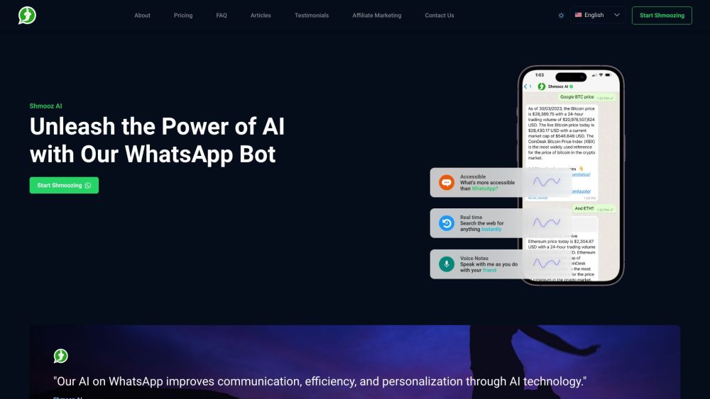 Shmooz Ai website screenshot