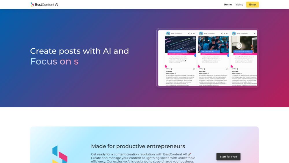 Bestcontent Ai website screenshot