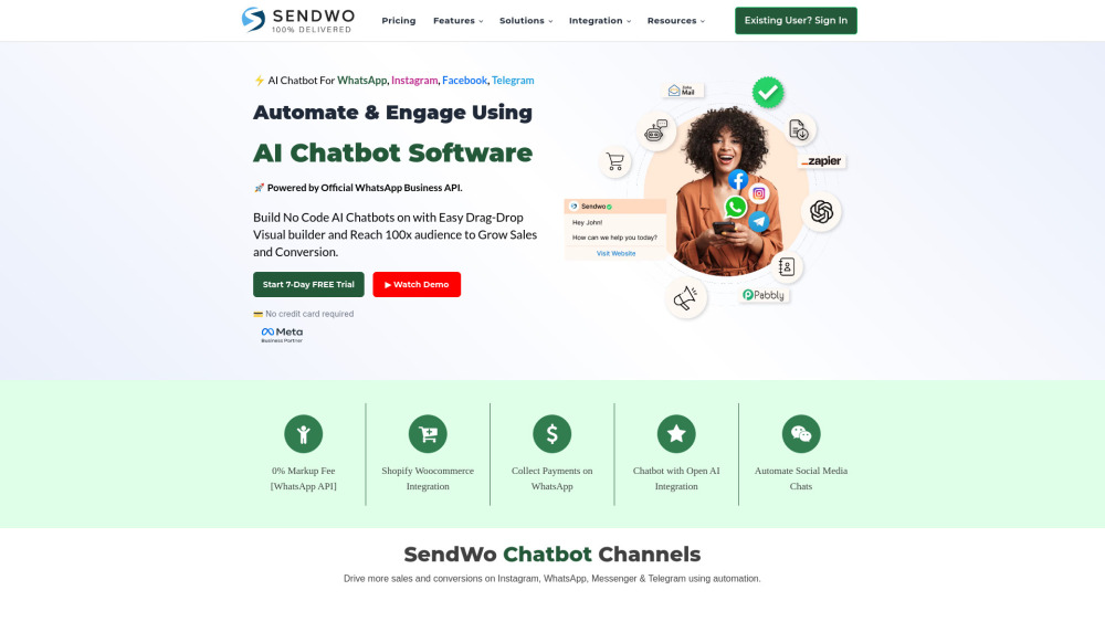 Sendwo website screenshot