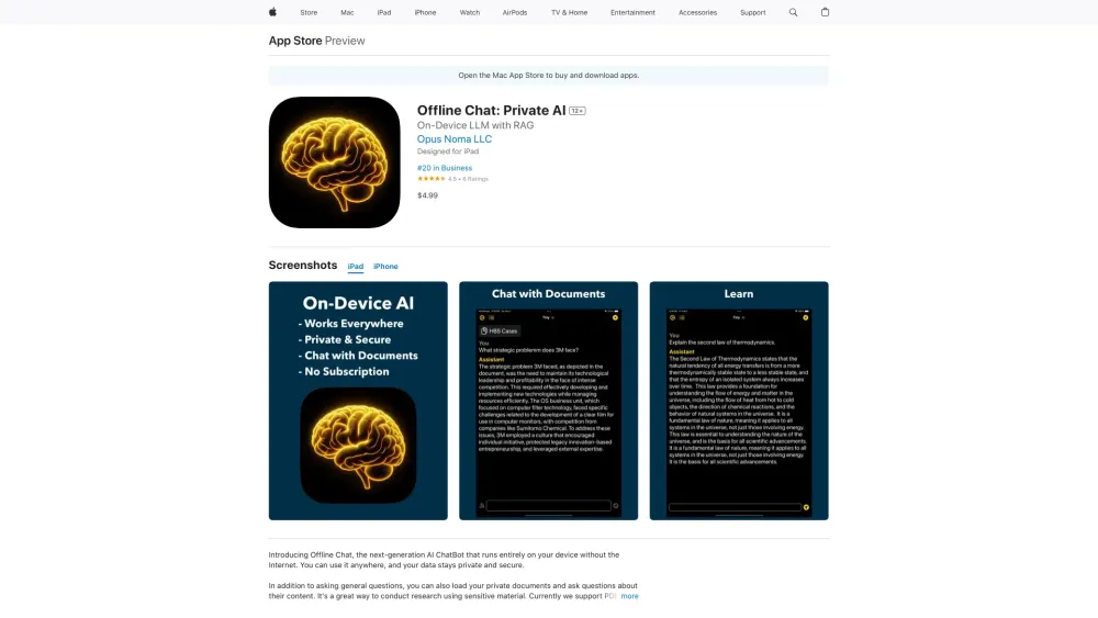 O website screenshot