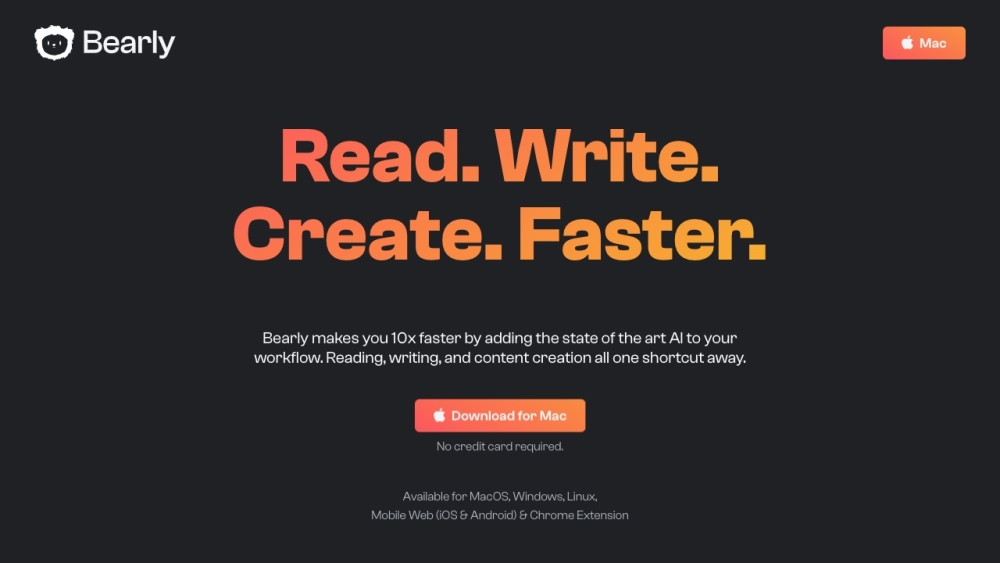 Bearly website screenshot