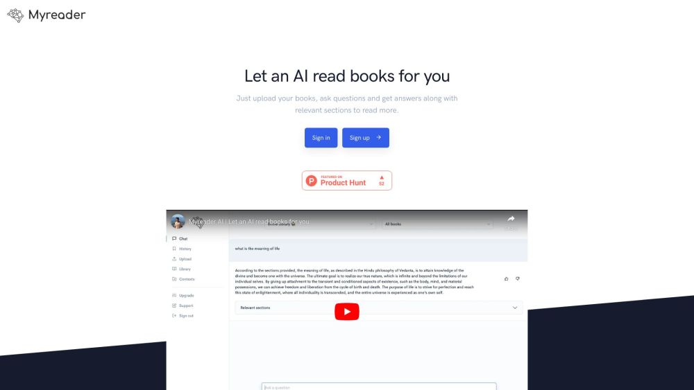 Myreader Ai website screenshot