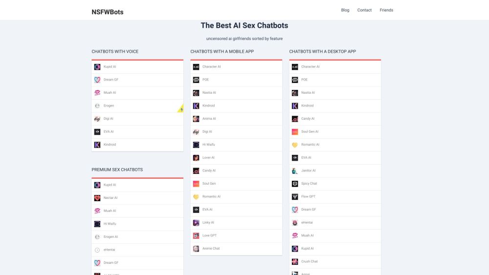 Nsfwbots website screenshot