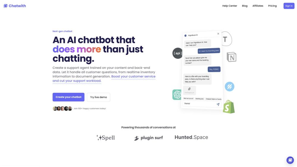 Chatwith website screenshot