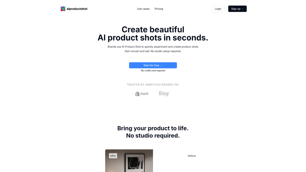 Ai Product Shot website screenshot