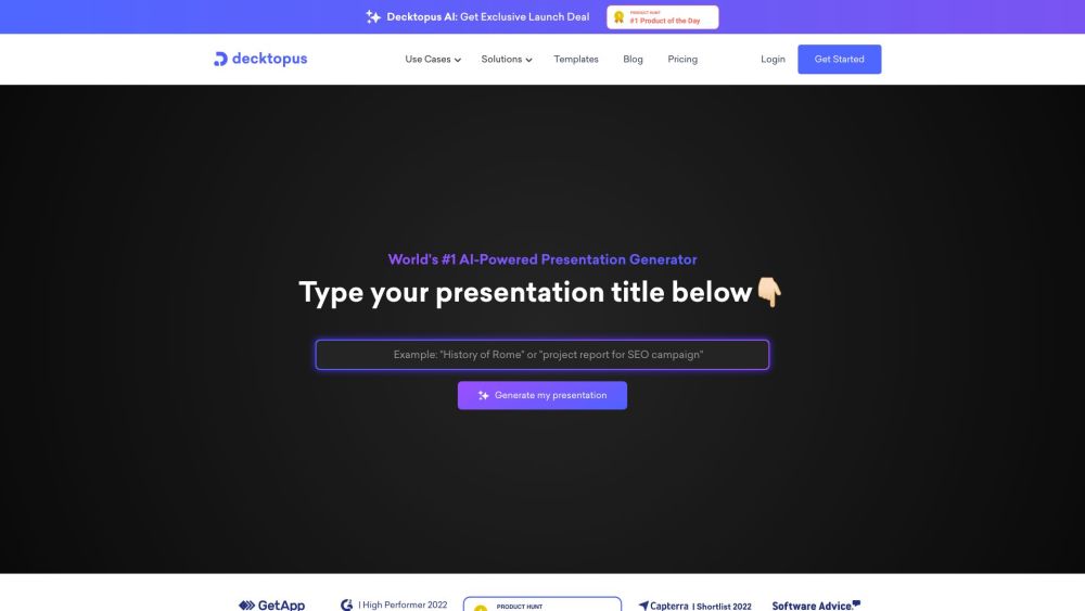 Decktopus Ai website screenshot