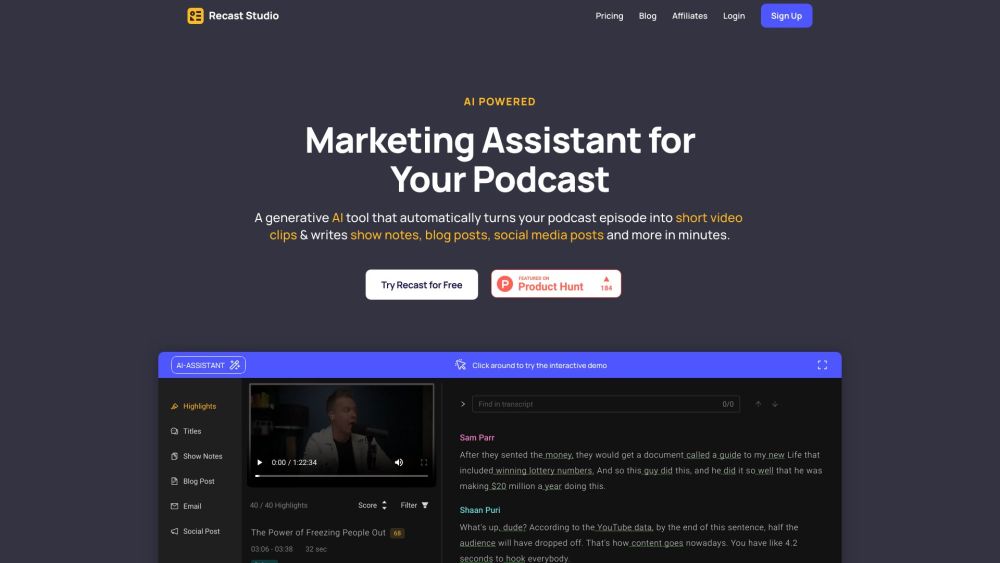 Recast Studio website screenshot