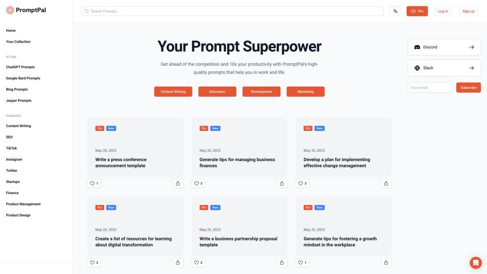 Promptpal website screenshot