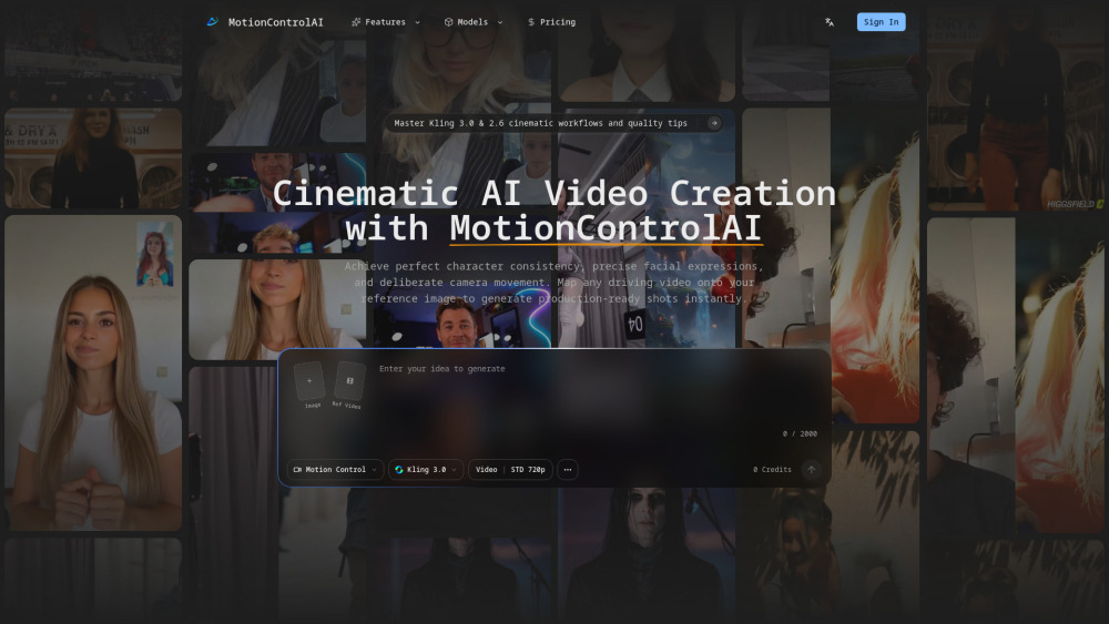Motioncontrolai website screenshot