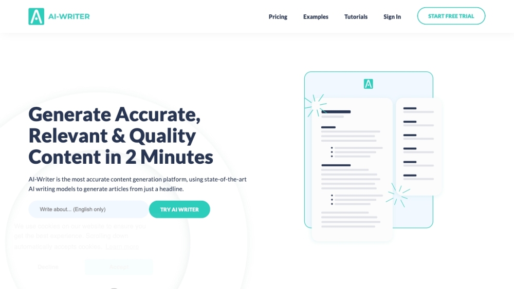 Ai Writer website screenshot