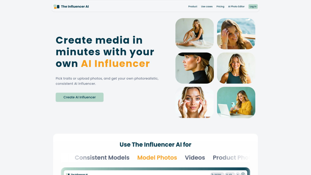 The Influencer Ai website screenshot
