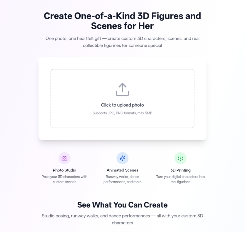 Snapto3D website screenshot