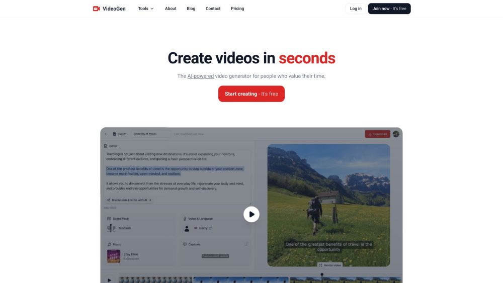 Videogen Io website screenshot