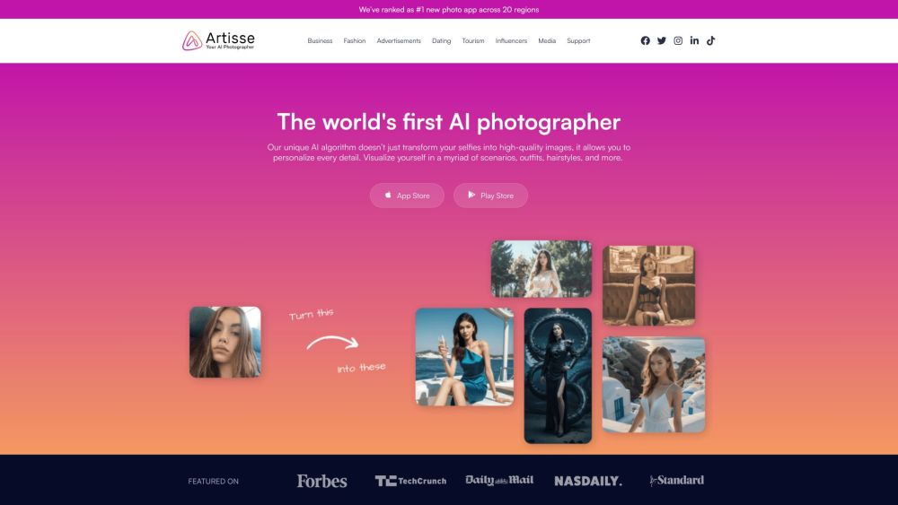 Artisse Ai website screenshot