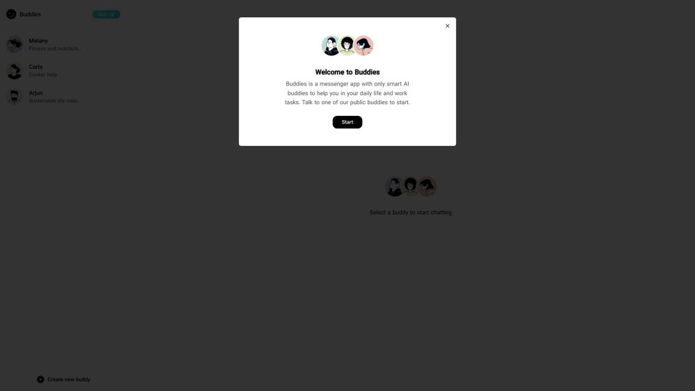 Buddies website screenshot