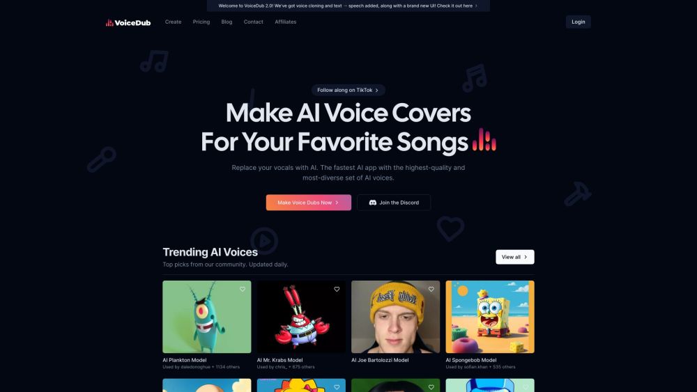 Voicedub Ai website screenshot