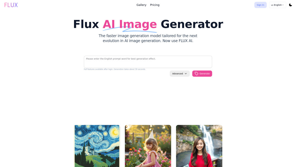 Flux Ai Online website screenshot