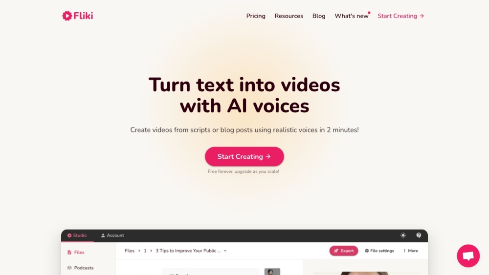 Fliki website screenshot