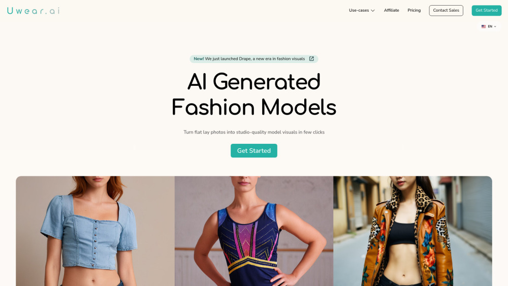Uwear Ai website screenshot