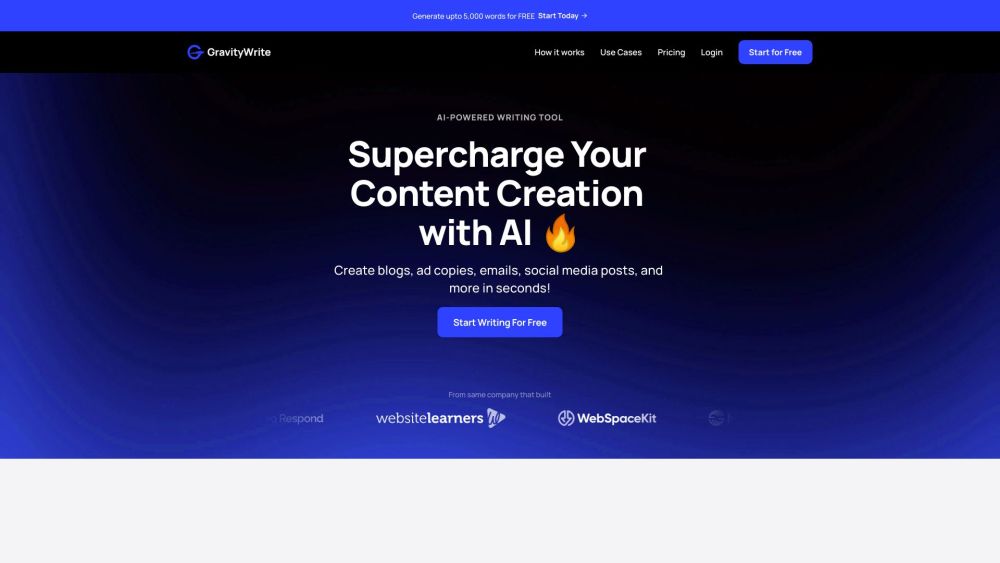 GravityWrite website screenshot