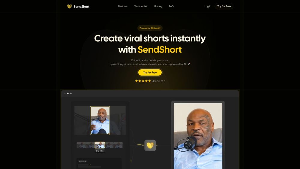 Sendshort Ai website screenshot